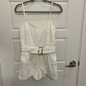 Show Me Your Mumu White Denim Romper
